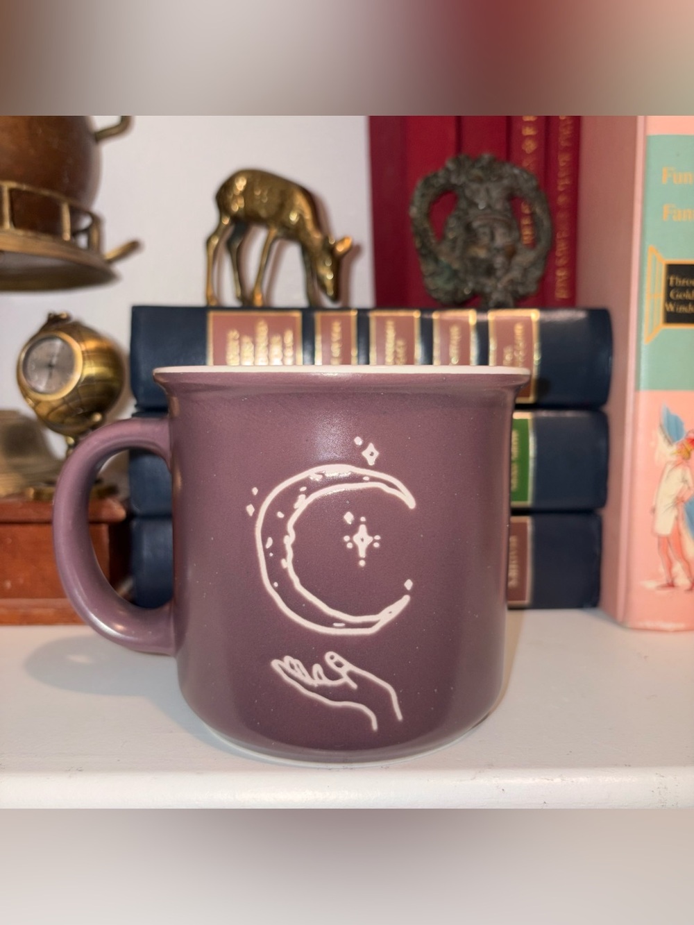 MRKT MUG Celestial Moon & Hand Ceramic Mug - Plum “YOU ARE MY GALAXY”